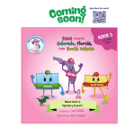 Coming soon graphic for a children’s book featuring Kami visiting Colorado, Florida, and South Dakota, with colorful state characters and a QR code.